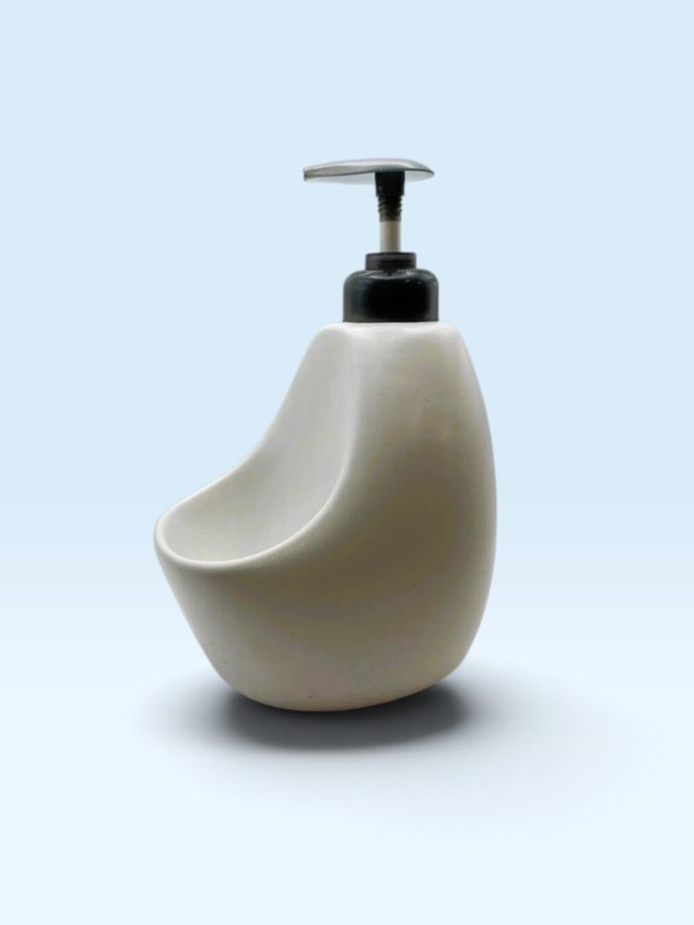 Umbra Soap Dispenser Ceramic with Sponge Holder 20oz 4x5x8 inches